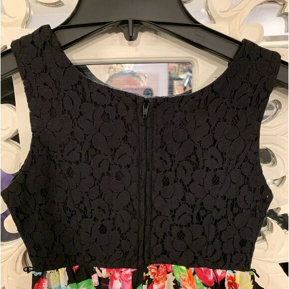 LA CONDUCT Girls Black High Low Multi Colorful Floral Party Summer Dress Size 8 - Picture 4 of 7